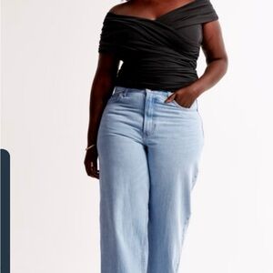 Abercrombie & Fitch High Rise, Loose Fit Light Blue Denim Jeans